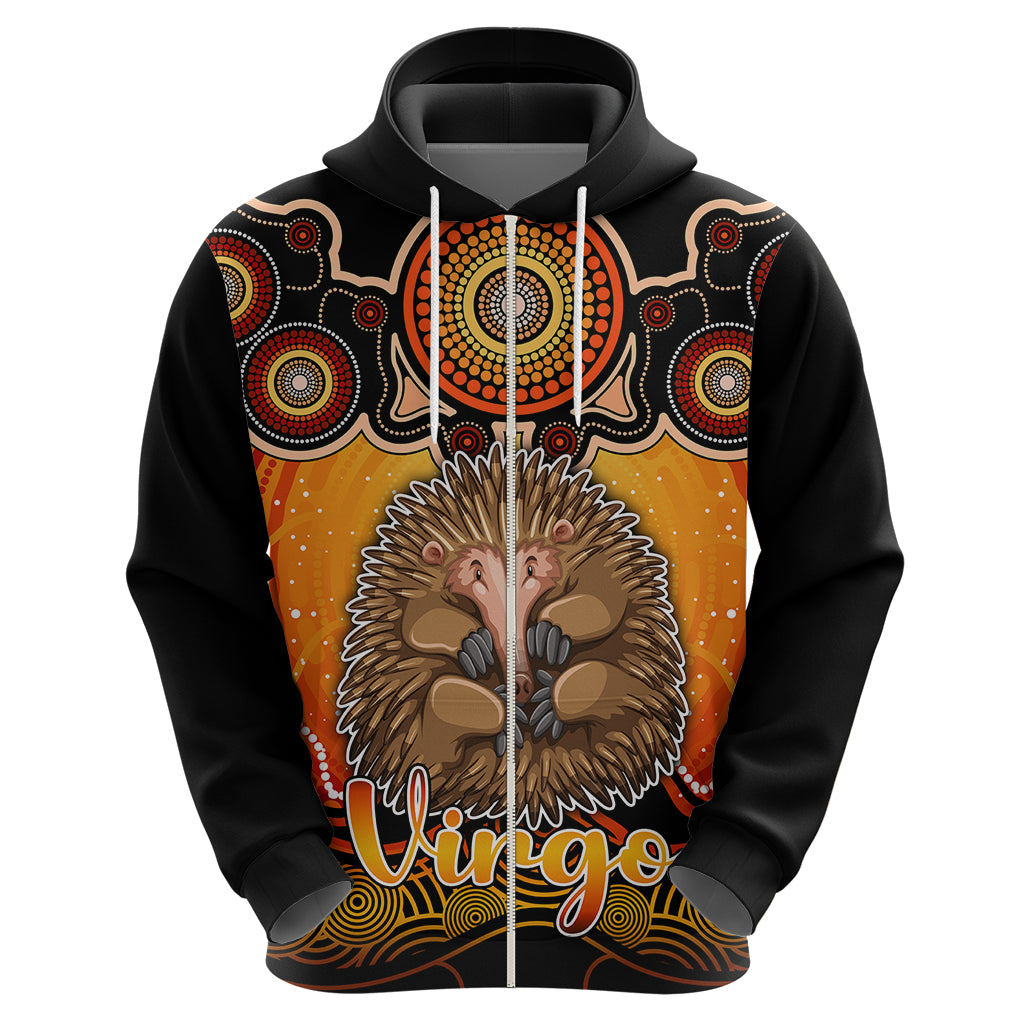 personalised-australia-virgo-echidna-zodiac-hoodie-auz-astrology-aboriginal-red