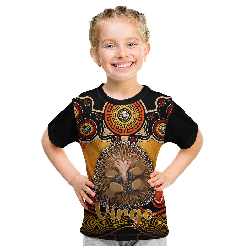 personalised-australia-virgo-echidna-zodiac-kid-t-shirt-auz-astrology-aboriginal-red