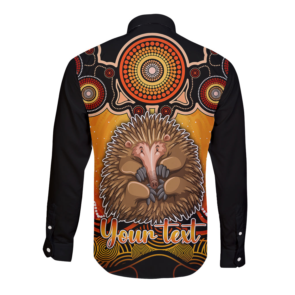 personalised-australia-virgo-echidna-zodiac-long-sleeve-button-shirt-auz-astrology-aboriginal-red