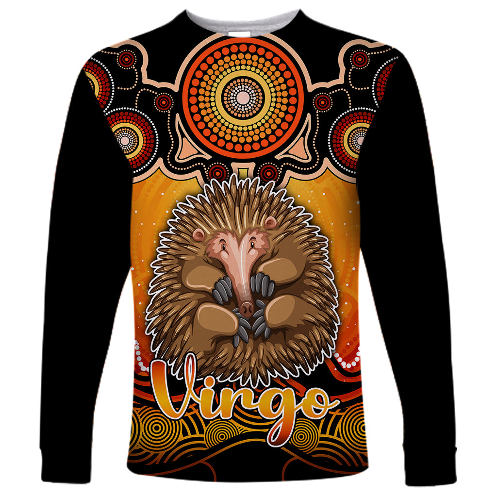 personalised-australia-virgo-echidna-zodiac-long-sleeve-shirt-auz-astrology-aboriginal-red