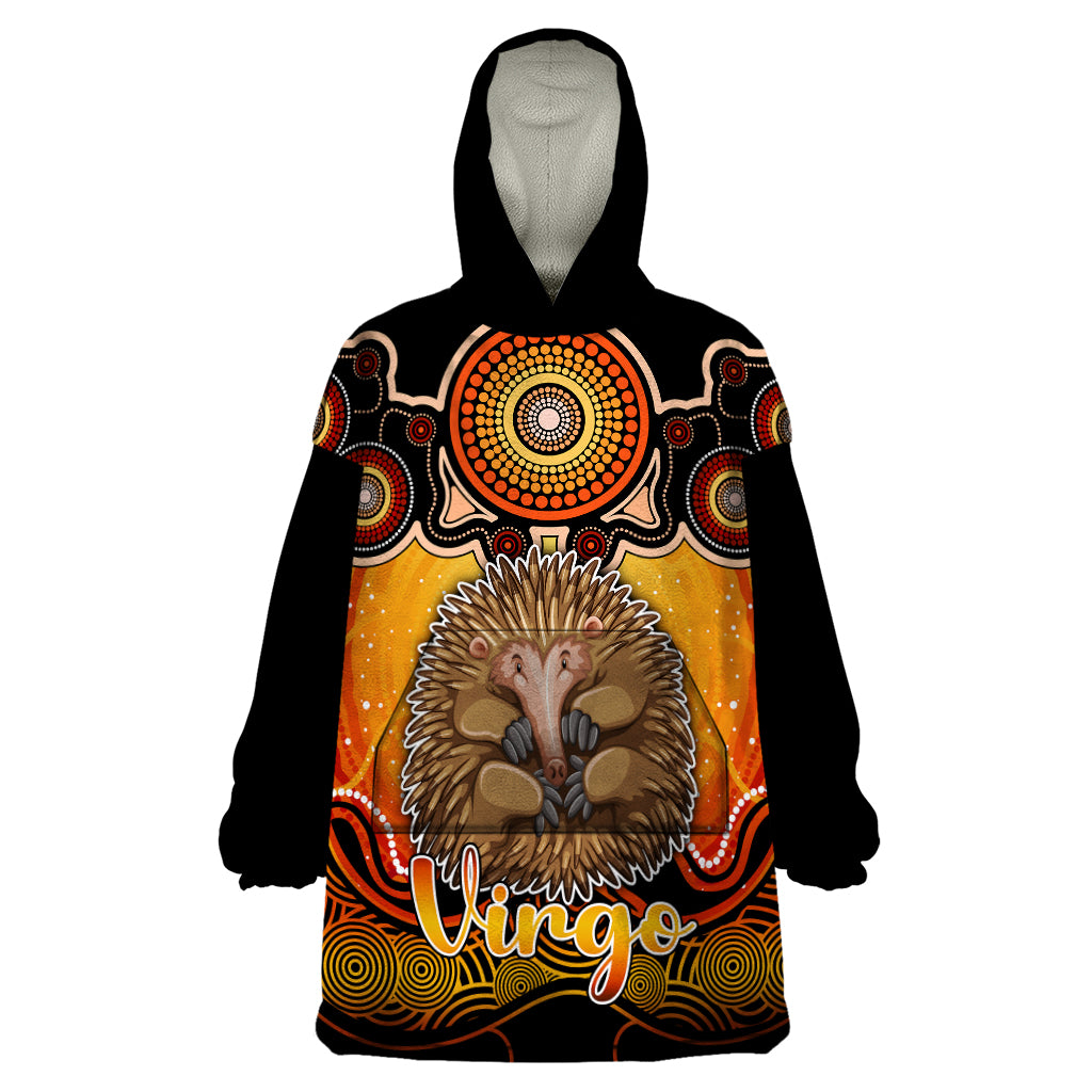 personalised-australia-virgo-echidna-zodiac-wearable-blanket-hoodie-auz-astrology-aboriginal-red