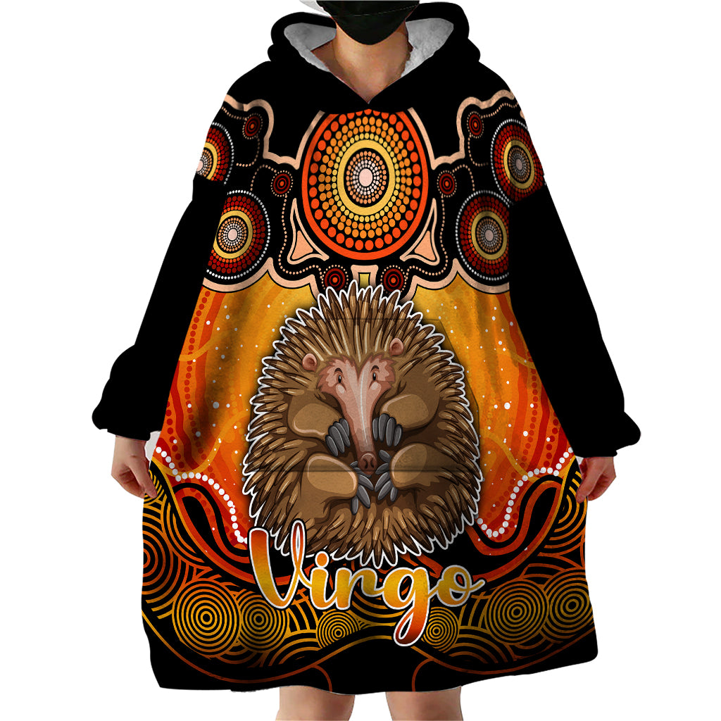 personalised-australia-virgo-echidna-zodiac-wearable-blanket-hoodie-auz-astrology-aboriginal-red