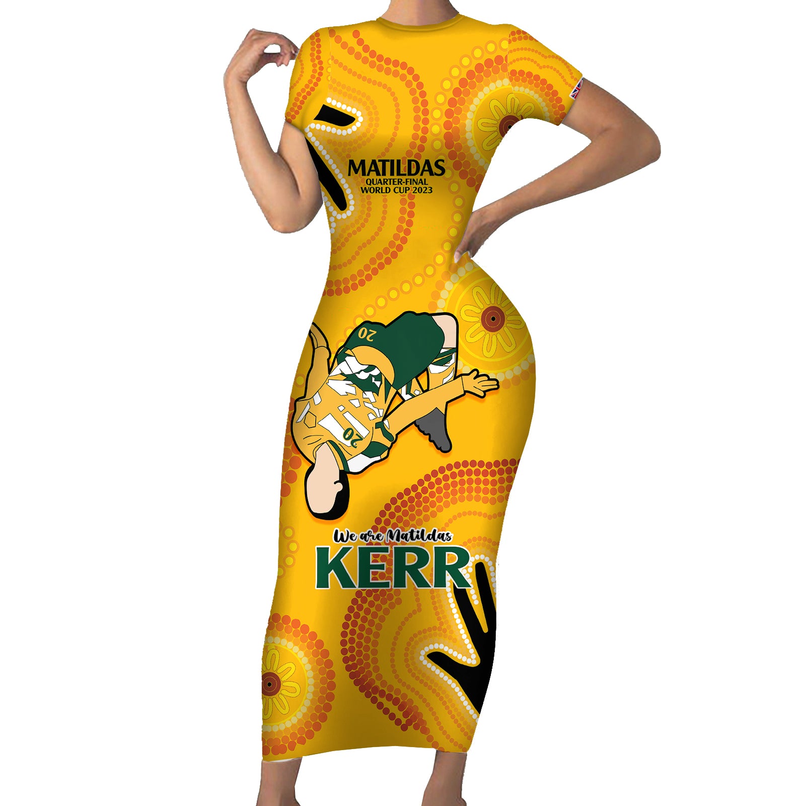 sam-kerr-matildas-short-sleeve-bodycon-dress-australia-soccer-world-cup-2023-quater-final