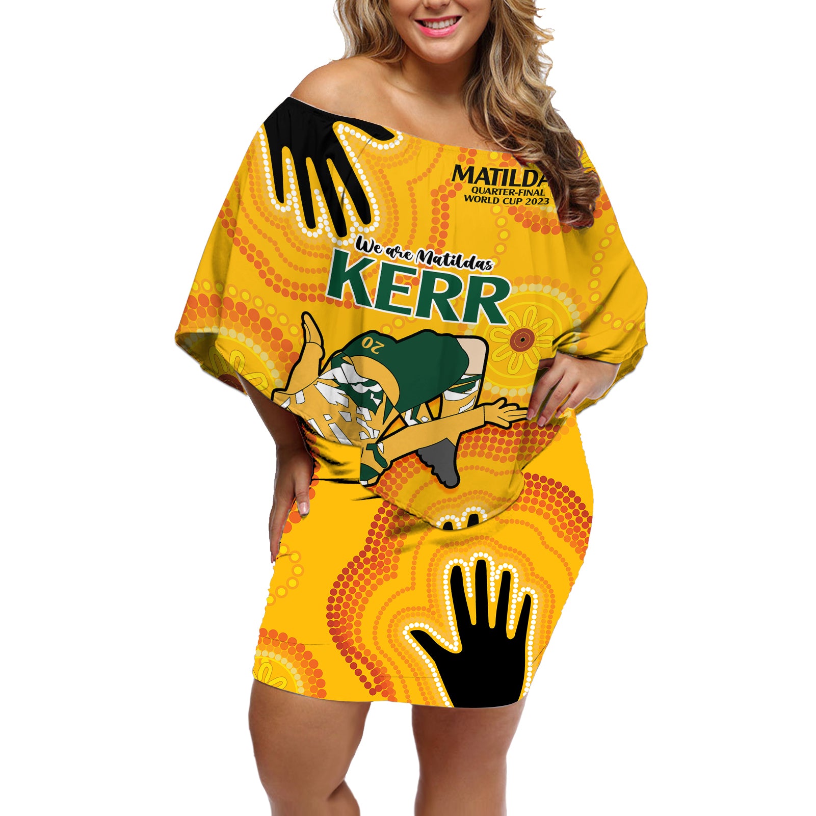 custom-sam-kerr-matildas-off-shoulder-short-dress-australia-soccer-world-cup-2023-quater-final