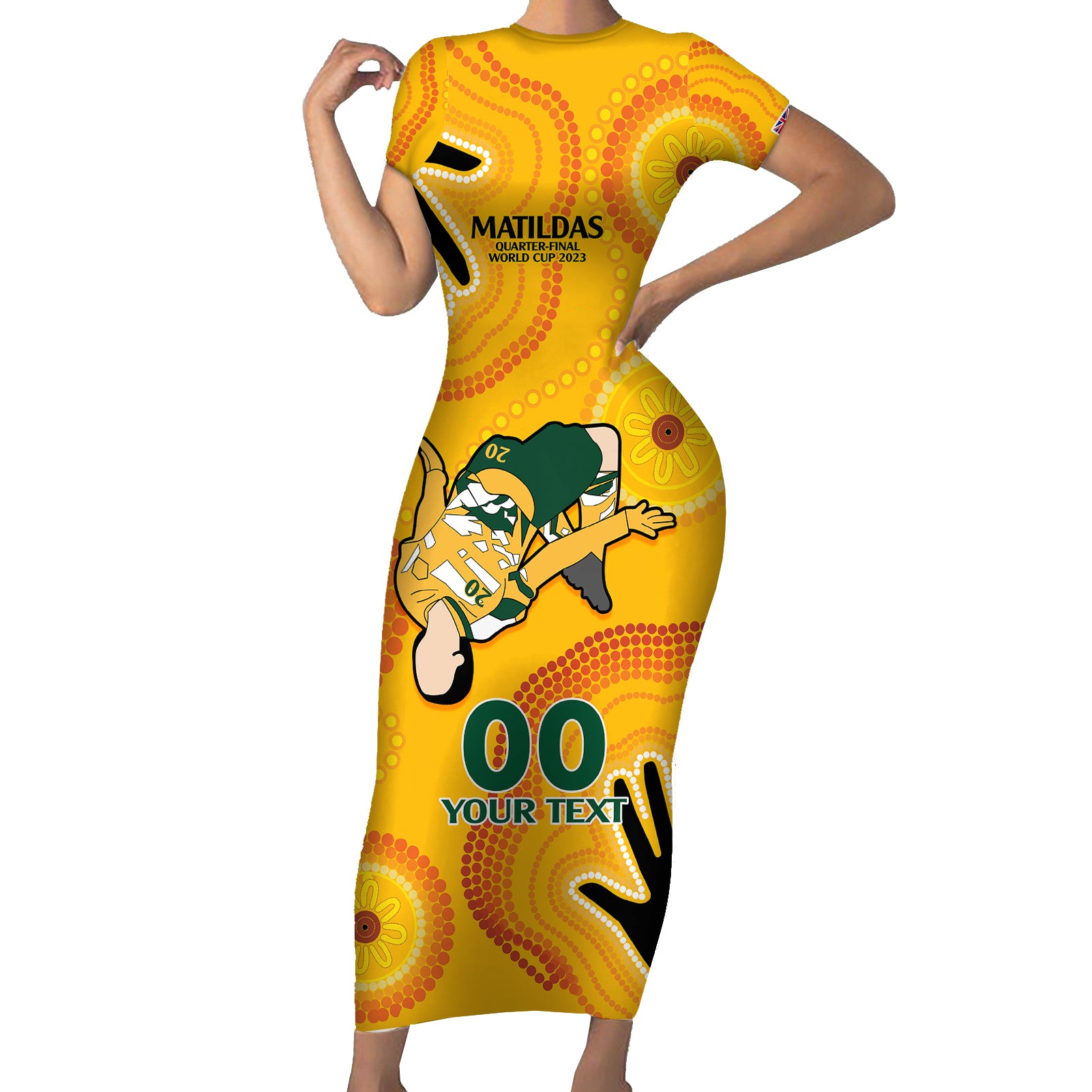 custom-sam-kerr-matildas-short-sleeve-bodycon-dress-australia-soccer-world-cup-2023-quater-final