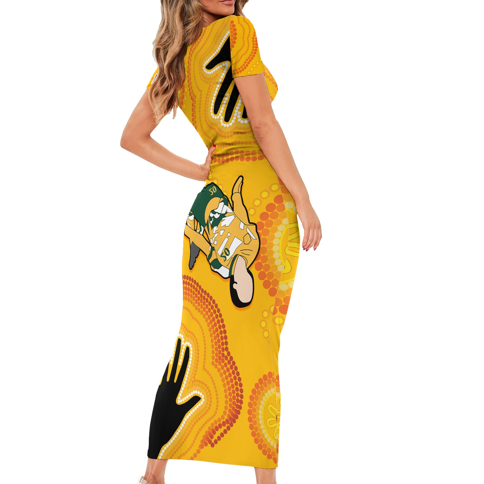 custom-sam-kerr-matildas-short-sleeve-bodycon-dress-australia-soccer-world-cup-2023-quater-final