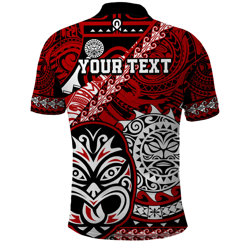 Personalised Te Reo Maori New Zealand Polo Shirt Aotearoa Kia Haka Maori Tribal Tattoo Red Style LT9