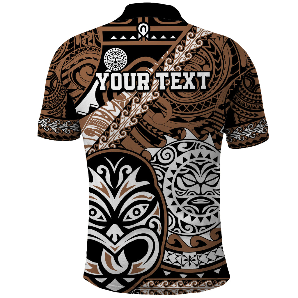 Personalised Te Reo Maori New Zealand Polo Shirt Aotearoa Kia Haka Maori Tribal Tattoo Gold Style LT9