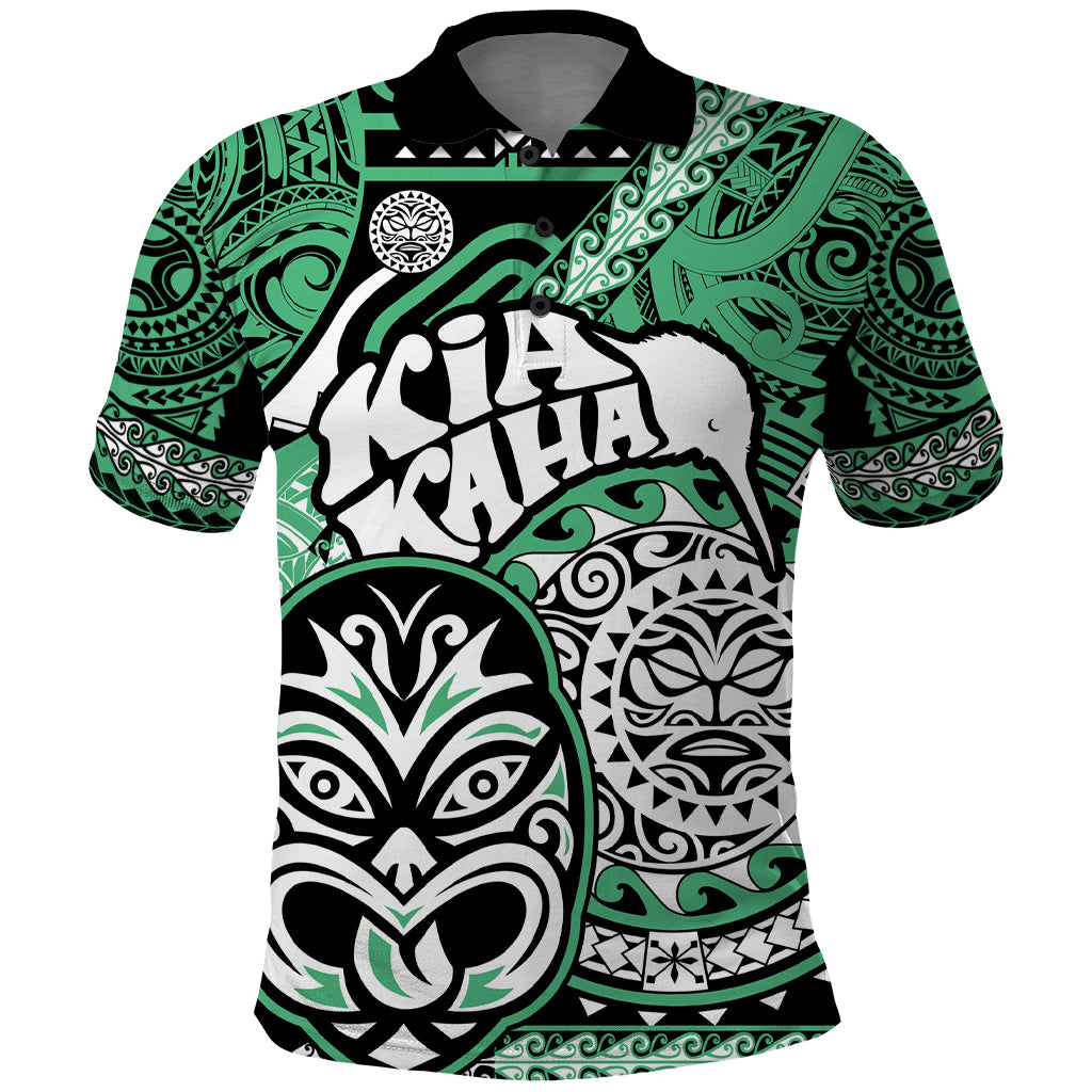 Personalised Te Reo Maori New Zealand Polo Shirt Aotearoa Kia Haka Maori Tribal Tattoo Green Style LT9