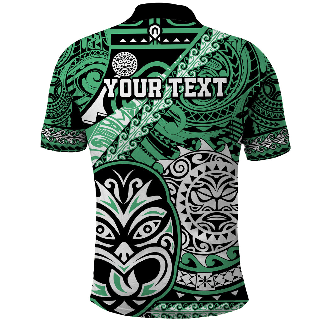 Personalised Te Reo Maori New Zealand Polo Shirt Aotearoa Kia Haka Maori Tribal Tattoo Green Style LT9