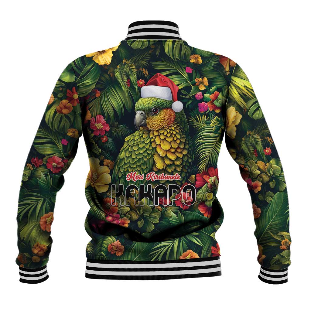 Meri Kirihimete Kakapo Baseball Jacket New Zealand Christmas with Tropical Vibe