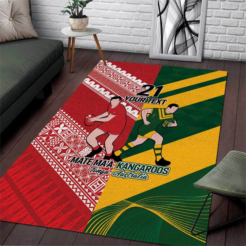 Australia-Tonga Rugby Pacific Custom Area Rug The Kangaroos and Mate Ma'a Tonga