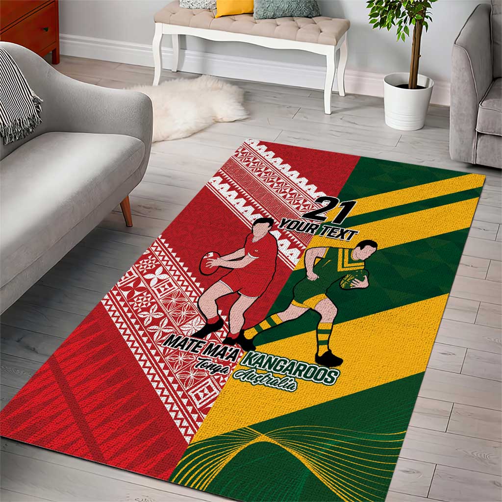 Australia-Tonga Rugby Pacific Custom Area Rug The Kangaroos and Mate Ma'a Tonga