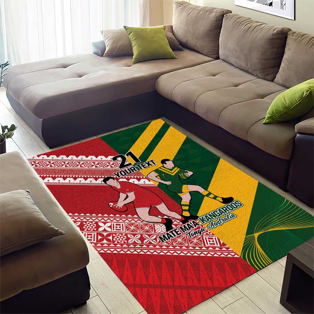 Australia-Tonga Rugby Pacific Custom Area Rug The Kangaroos and Mate Ma'a Tonga