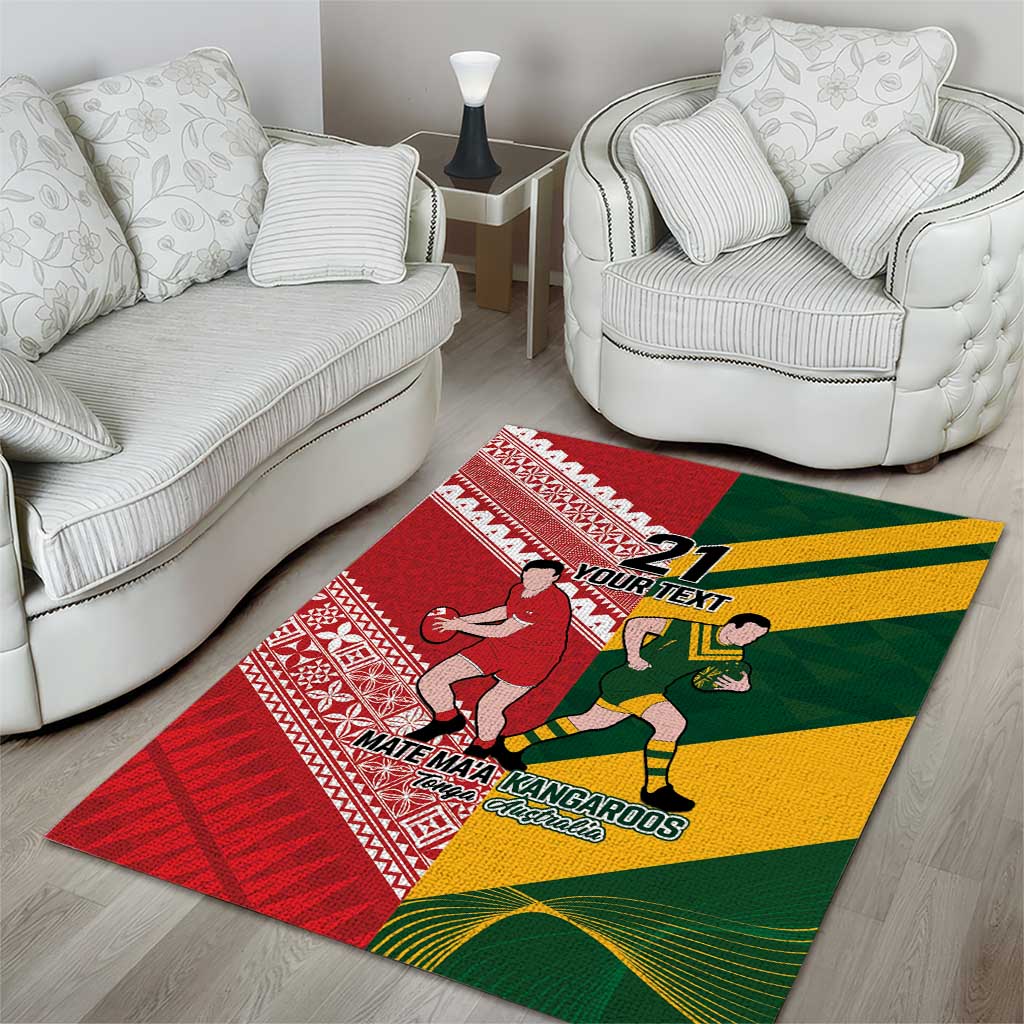 Australia-Tonga Rugby Pacific Custom Area Rug The Kangaroos and Mate Ma'a Tonga