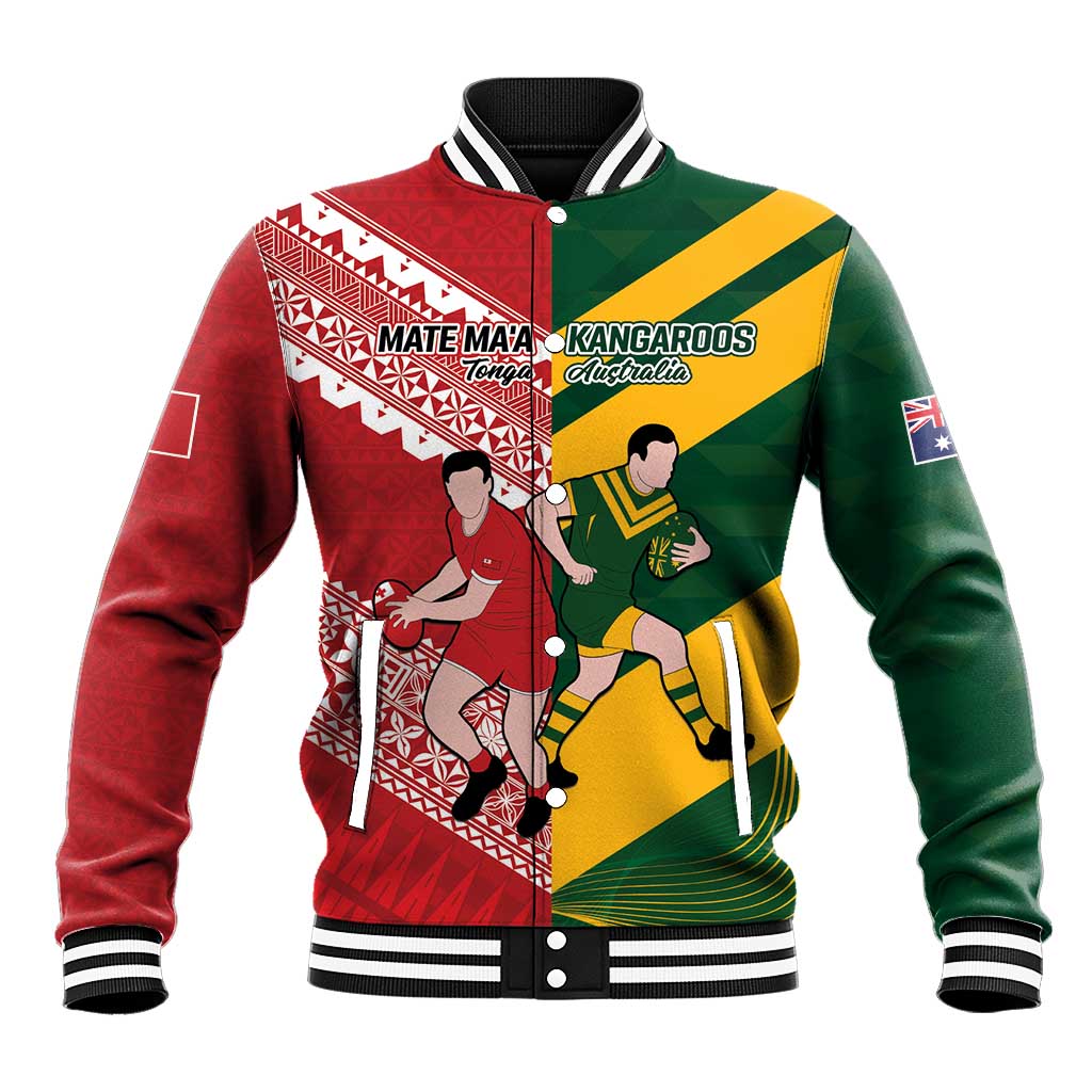 Australia-Tonga Rugby Pacific Custom Baseball Jacket The Kangaroos and Mate Ma'a Tonga