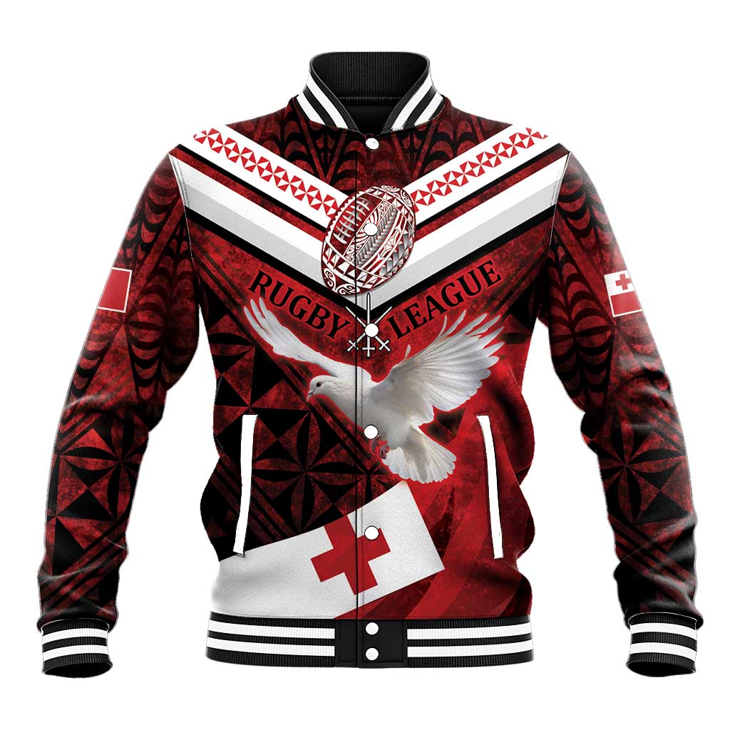 Custom Tonga XIII Rugby Tribal Tattoo Baseball Jacket Mate Ma'a Tonga Kupesi Ngatu Grunge Style