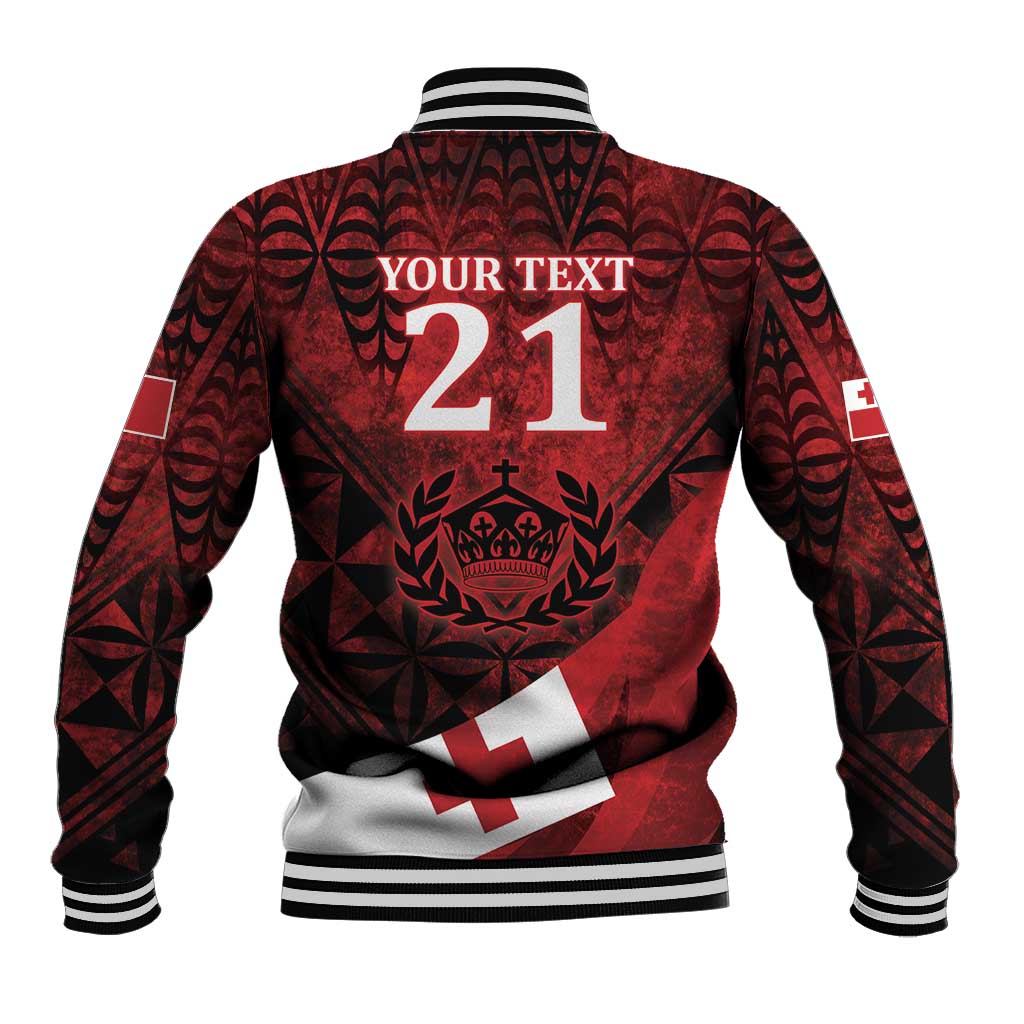 Custom Tonga XIII Rugby Tribal Tattoo Baseball Jacket Mate Ma'a Tonga Kupesi Ngatu Grunge Style