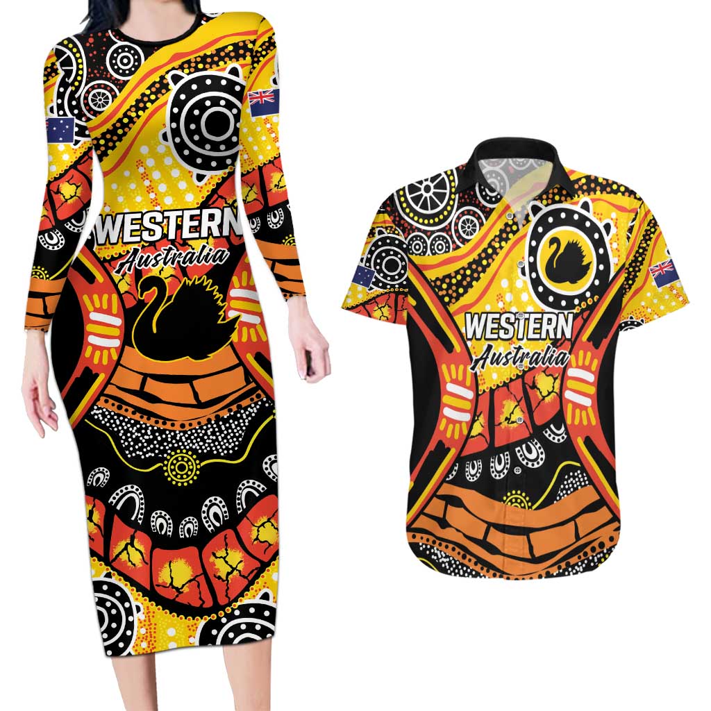 Western Australia Golden State Couples Matching Long Sleeve Bodycon Dress and Hawaiian Shirt