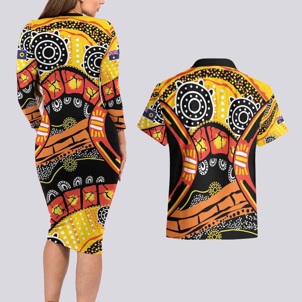 Western Australia Golden State Couples Matching Long Sleeve Bodycon Dress and Hawaiian Shirt