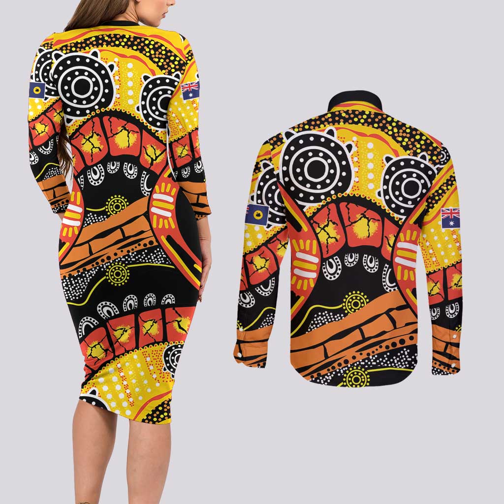 Western Australia Golden State Couples Matching Long Sleeve Bodycon Dress and Long Sleeve Button Shirt