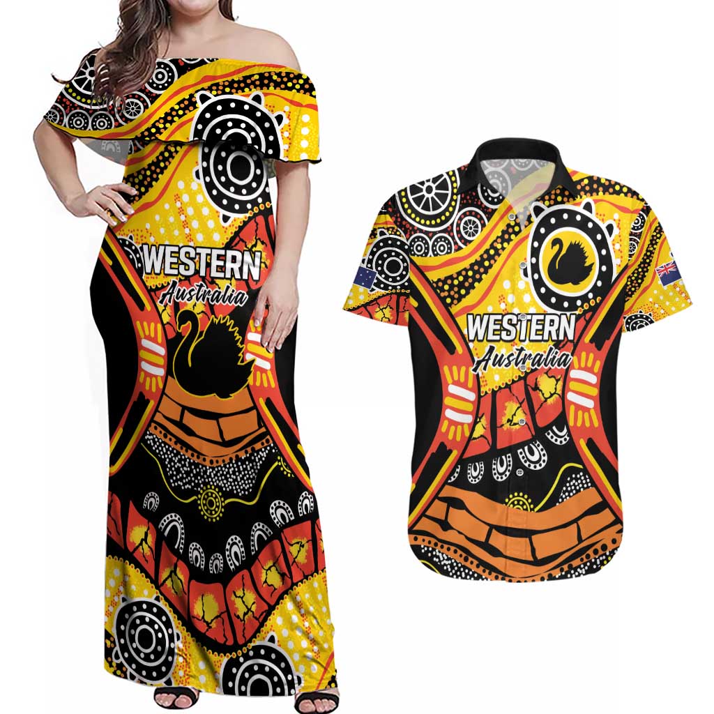 Western Australia Golden State Couples Matching Off Shoulder Maxi Dress and Hawaiian Shirt