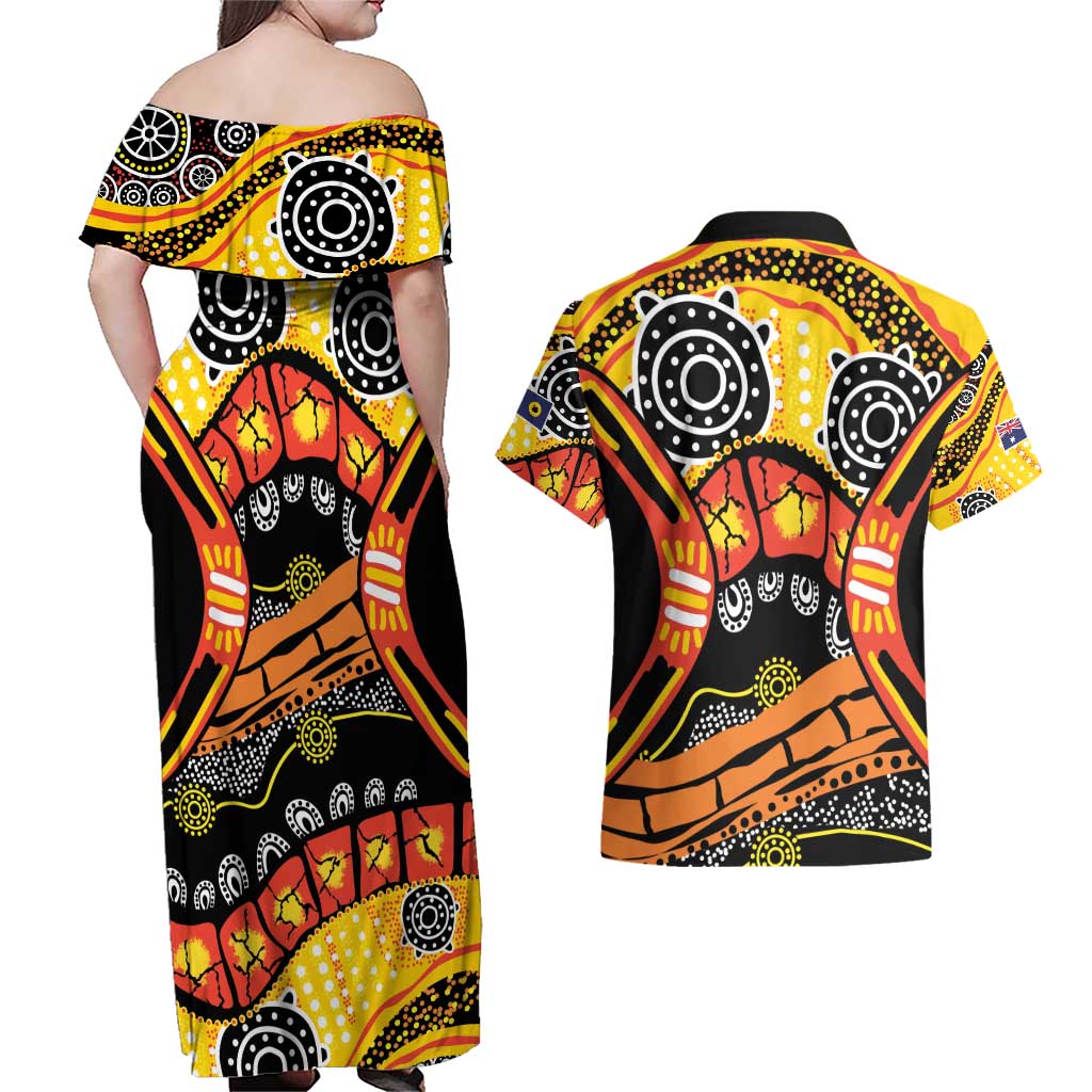 Western Australia Golden State Couples Matching Off Shoulder Maxi Dress and Hawaiian Shirt