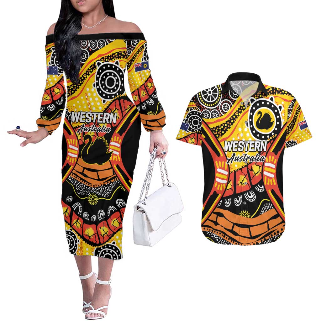 Western Australia Golden State Couples Matching Off The Shoulder Long Sleeve Dress and Hawaiian Shirt