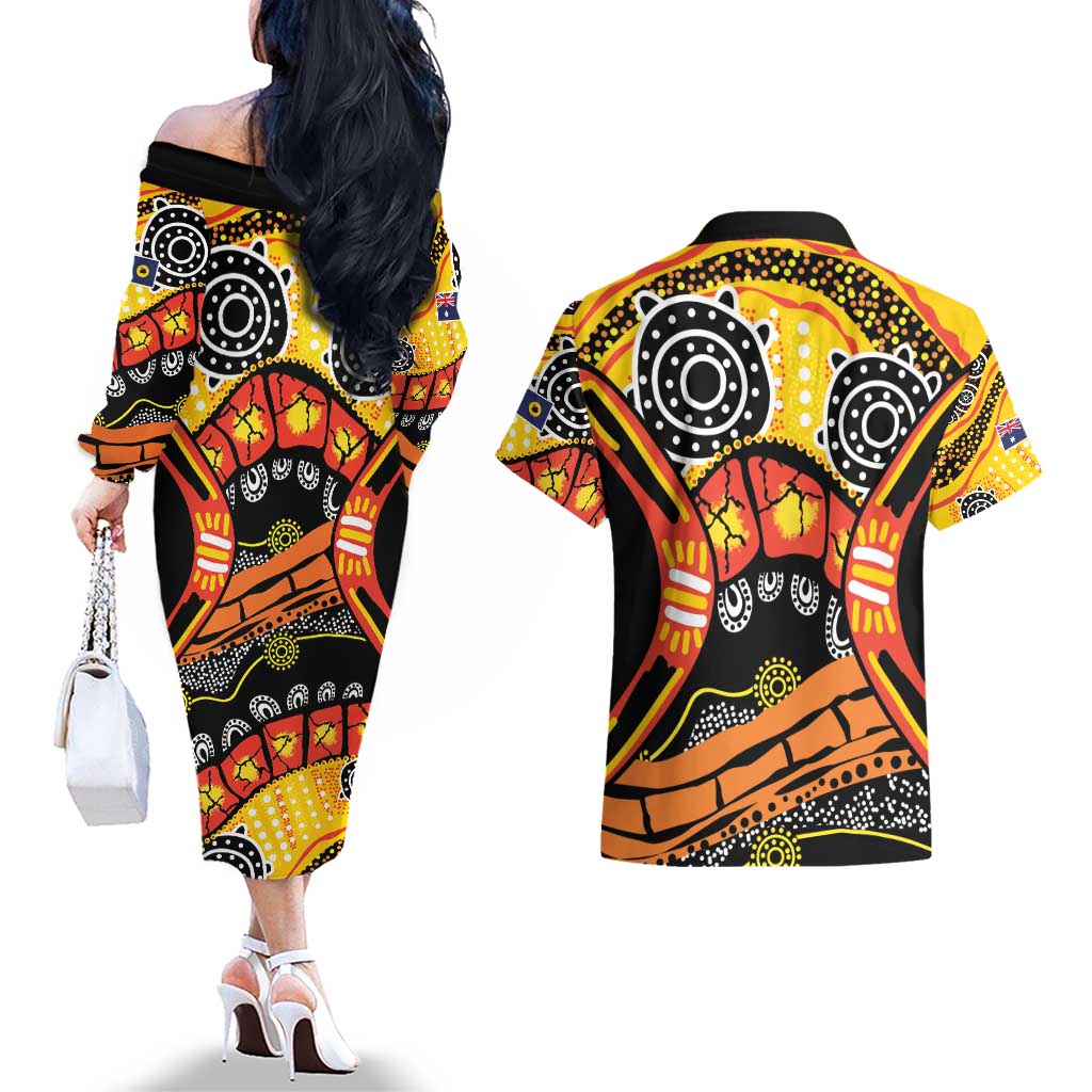 Western Australia Golden State Couples Matching Off The Shoulder Long Sleeve Dress and Hawaiian Shirt