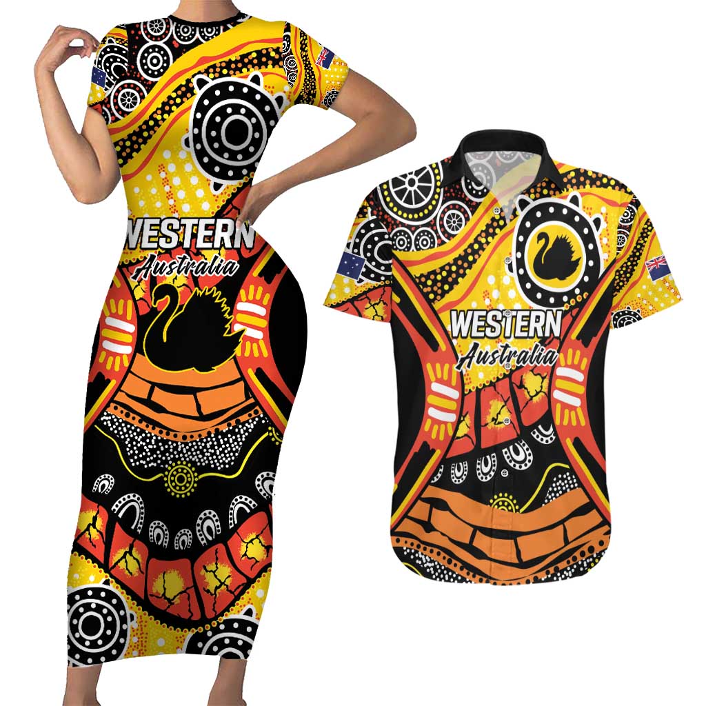 Western Australia Golden State Couples Matching Short Sleeve Bodycon Dress and Hawaiian Shirt