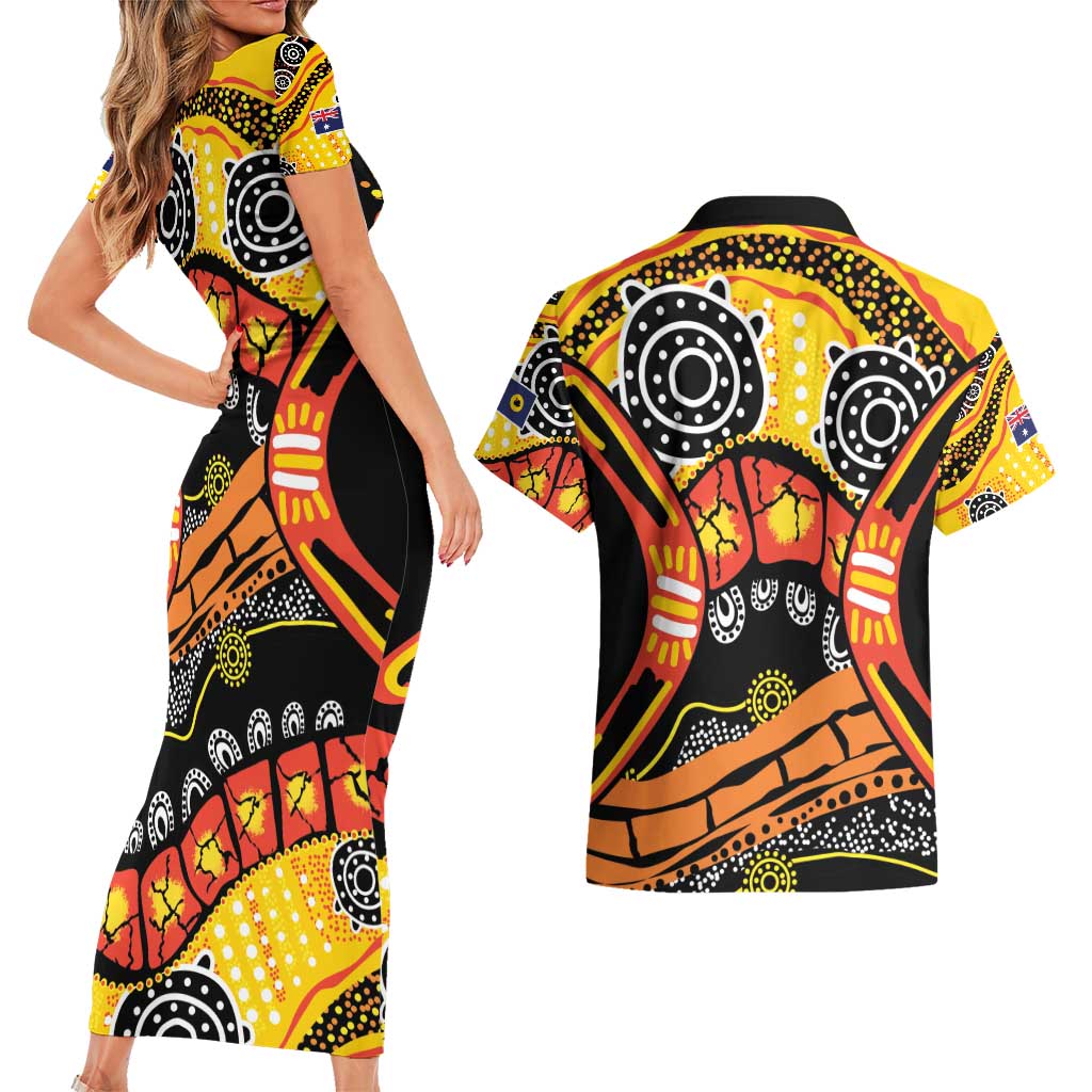 Western Australia Golden State Couples Matching Short Sleeve Bodycon Dress and Hawaiian Shirt