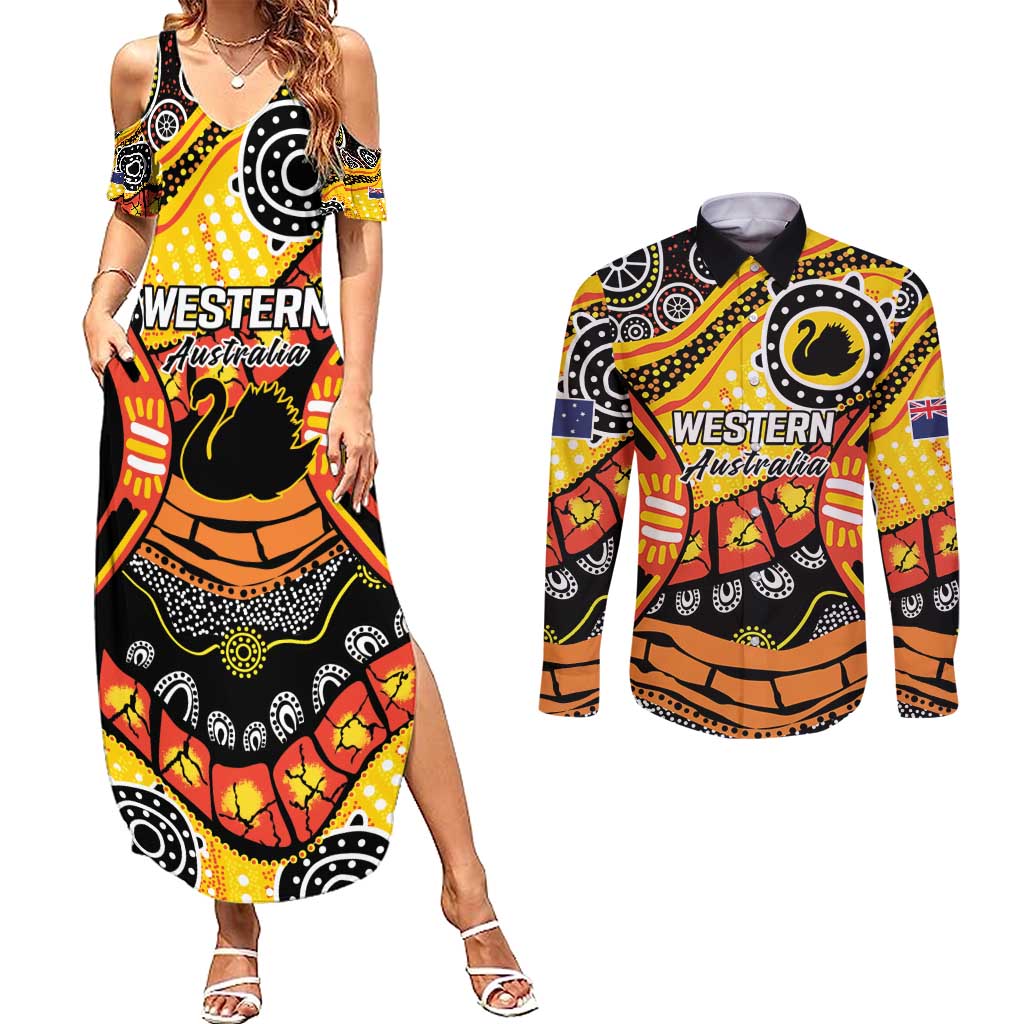 Western Australia Golden State Couples Matching Summer Maxi Dress and Long Sleeve Button Shirt