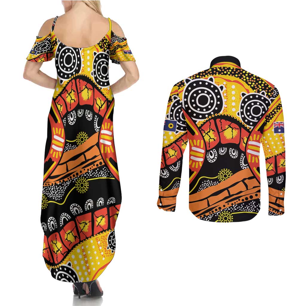 Western Australia Golden State Couples Matching Summer Maxi Dress and Long Sleeve Button Shirt