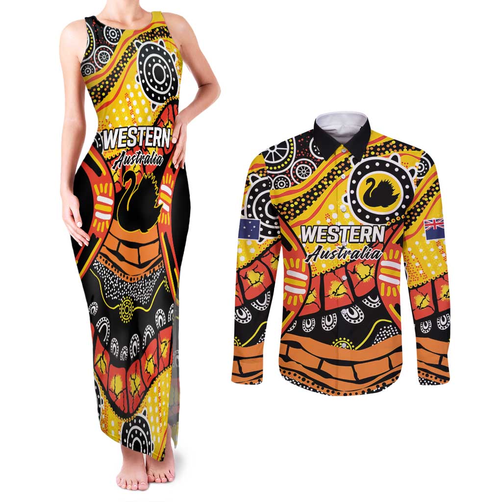 Western Australia Golden State Couples Matching Tank Maxi Dress and Long Sleeve Button Shirt