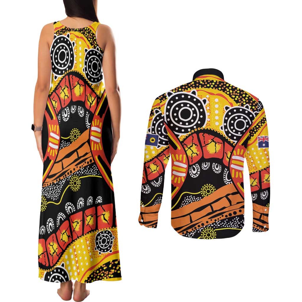 Western Australia Golden State Couples Matching Tank Maxi Dress and Long Sleeve Button Shirt