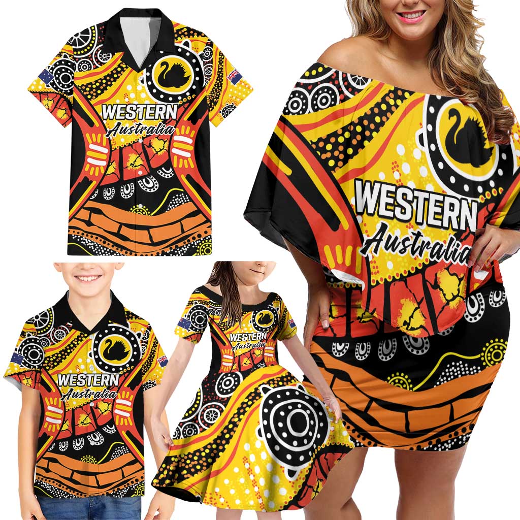 Western Australia Golden State Family Matching Off Shoulder Short Dress and Hawaiian Shirt