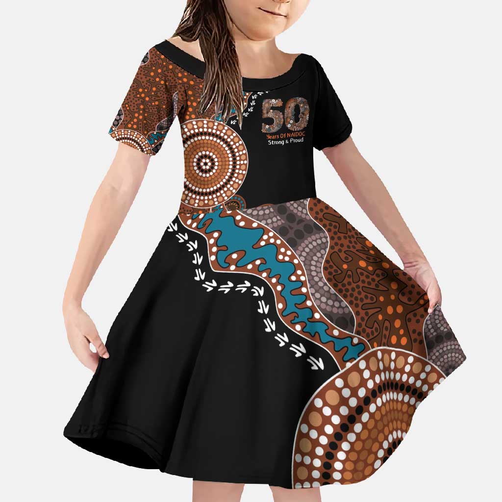 50 Years Of NAIDOC Family Matching Mermaid Dress and Hawaiian Shirt Strong and Proud Aboriginal Dot Painting No1