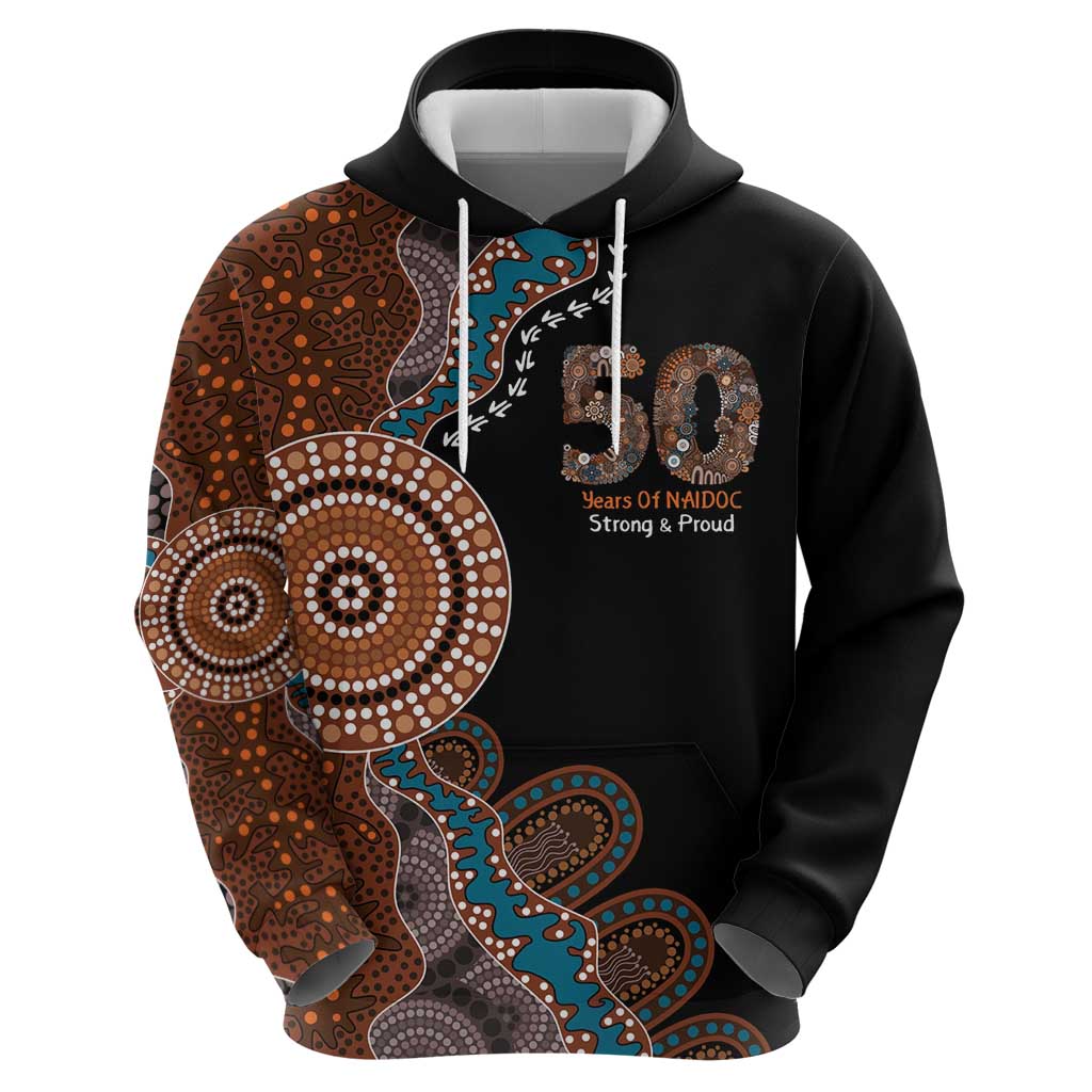 50 Years Of NAIDOC Hoodie Strong and Proud Aboriginal Dot Painting No1