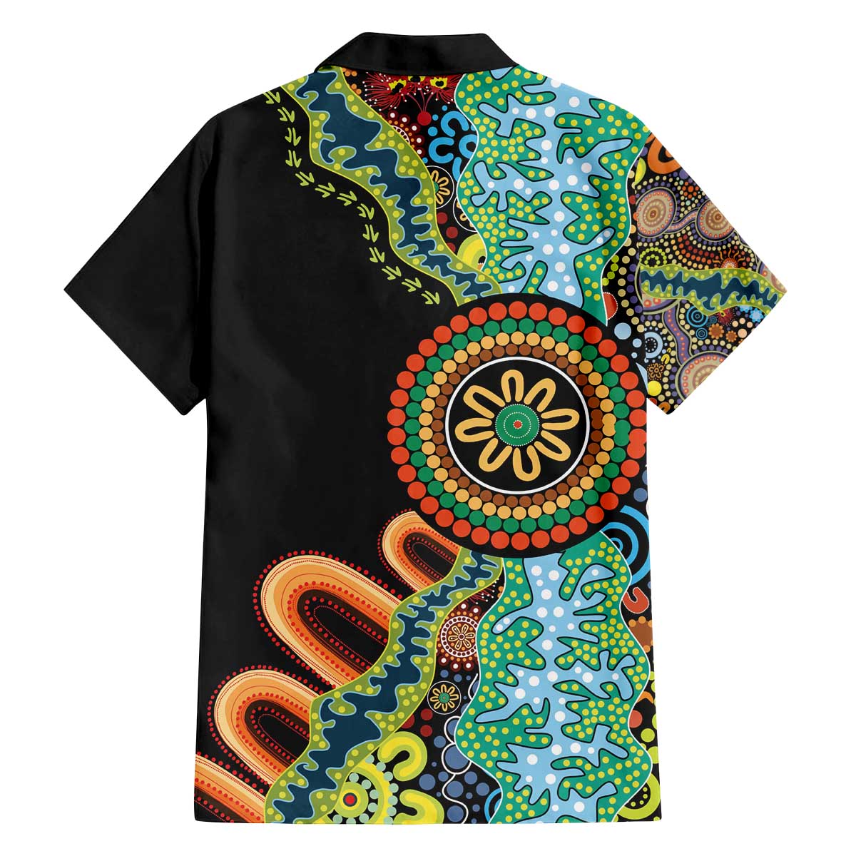 50 Years Of NAIDOC Family Matching Off The Shoulder Long Sleeve Dress and Hawaiian Shirt Strong and Proud Aboriginal Dot Painting No3