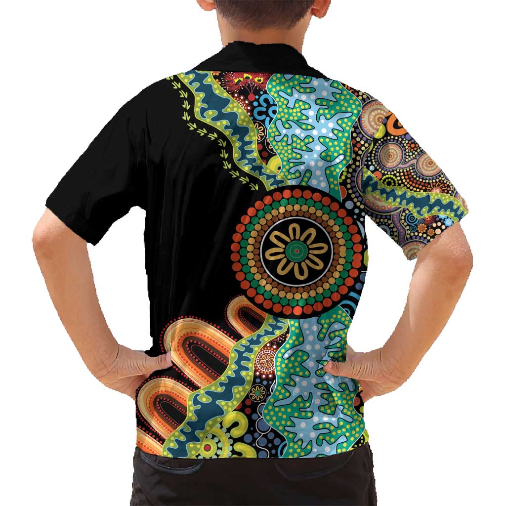 50 Years Of NAIDOC Family Matching Off Shoulder Maxi Dress and Hawaiian Shirt Strong and Proud Aboriginal Dot Painting No3