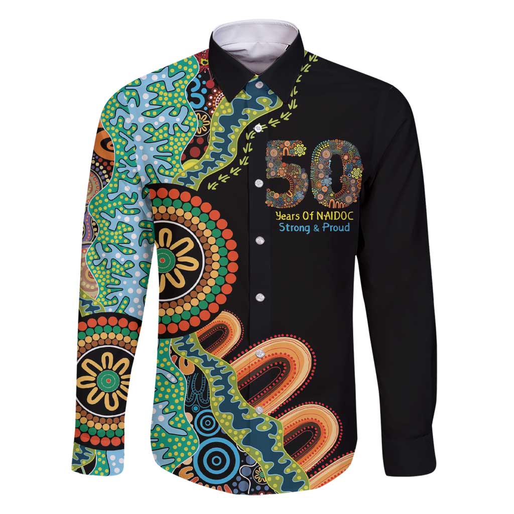 50 Years Of NAIDOC Family Matching Short Sleeve Bodycon Dress and Hawaiian Shirt Strong and Proud Aboriginal Dot Painting No3