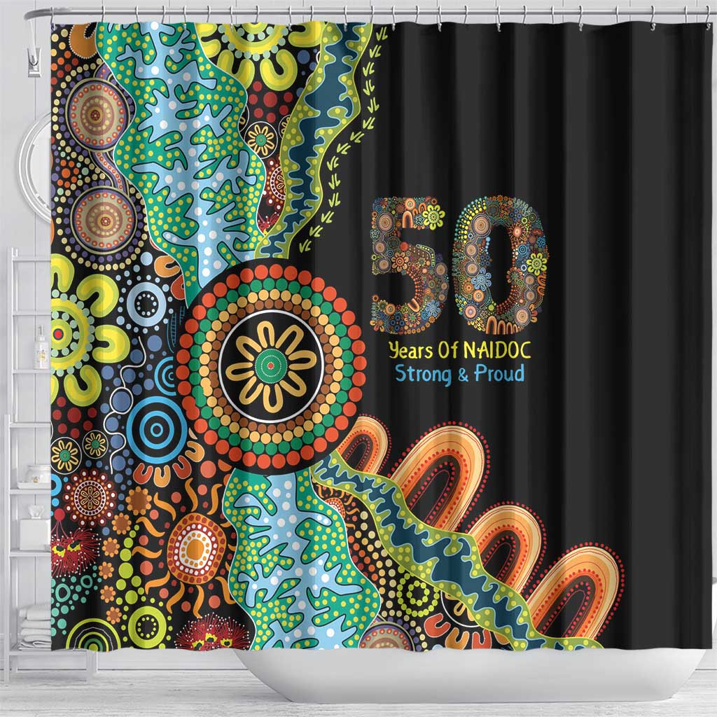 50 Years Of NAIDOC Shower Curtain Strong and Proud Aboriginal Dot Painting No3