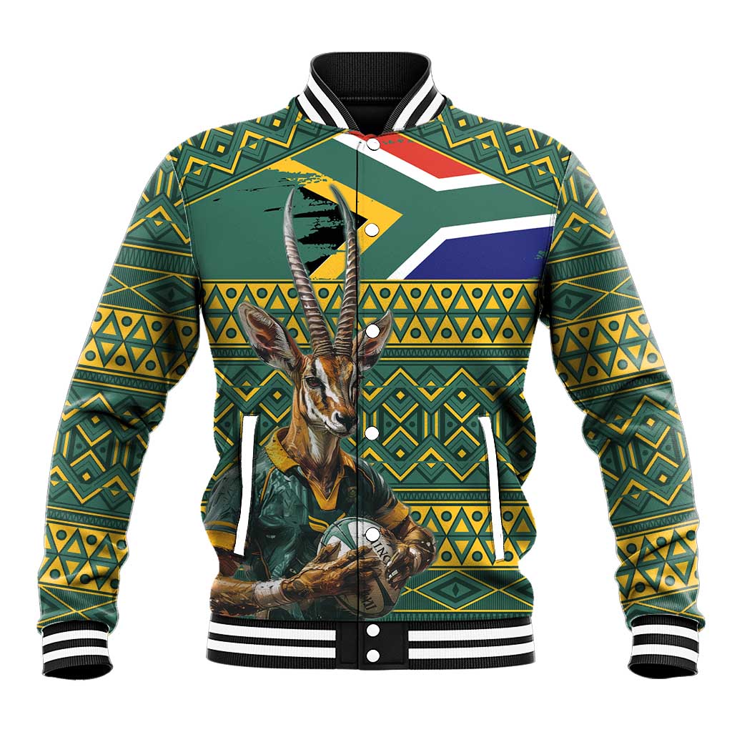 Custom South Africa Rugby Bokke Mascot Baseball Jacket With Flag Style