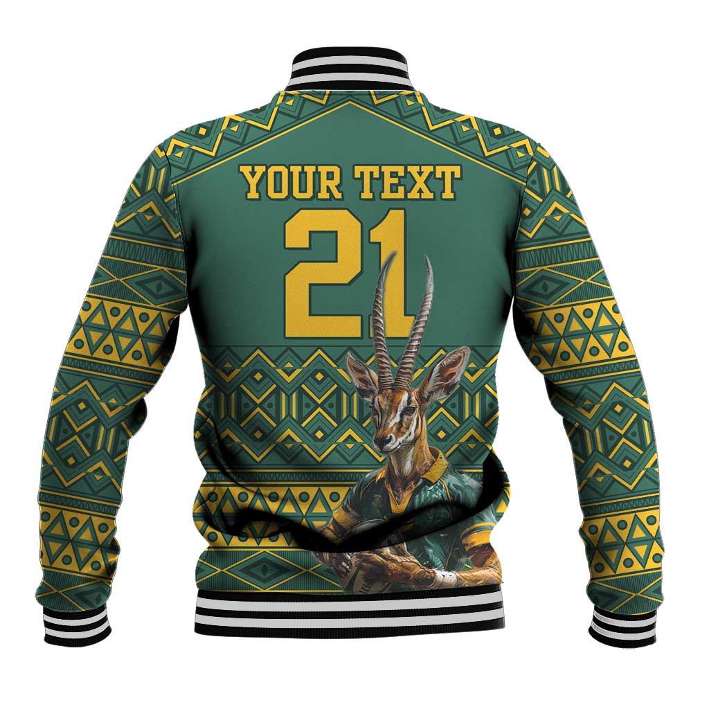 Custom South Africa Rugby Bokke Mascot Baseball Jacket With Flag Style