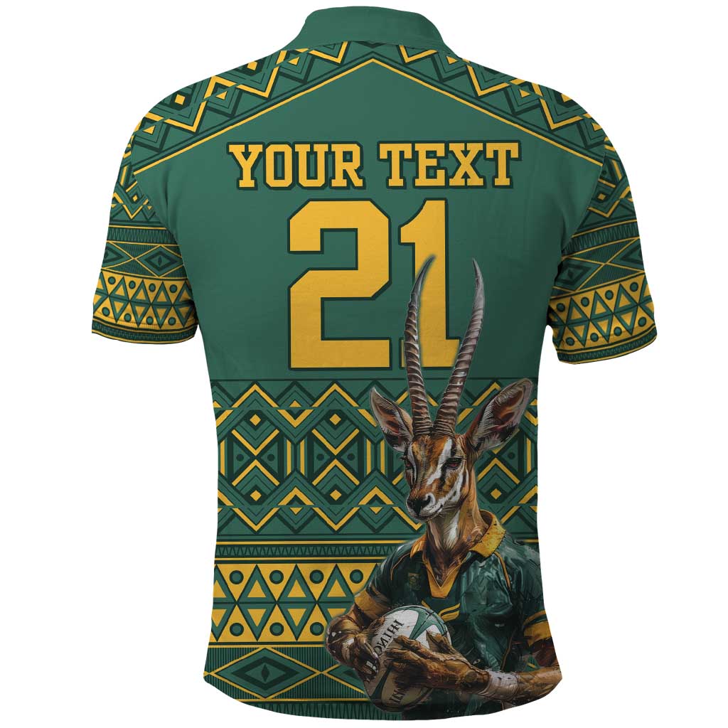 Custom South Africa Rugby Bokke Mascot Polo Shirt With Flag Style