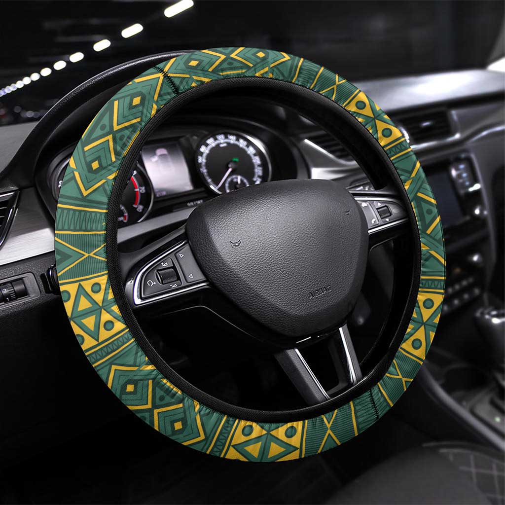 South Africa Rugby Bokke Mascot Steering Wheel Cover With Flag Style