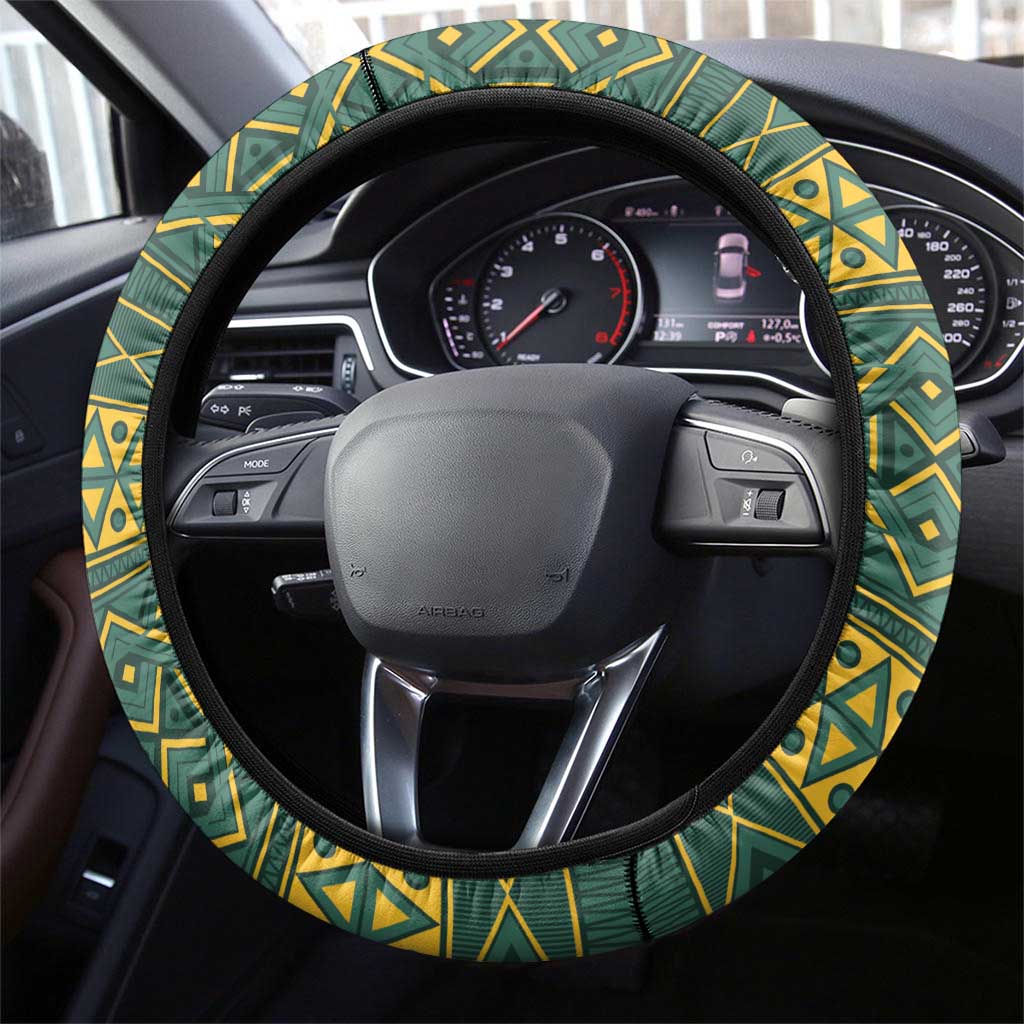 South Africa Rugby Bokke Mascot Steering Wheel Cover With Flag Style