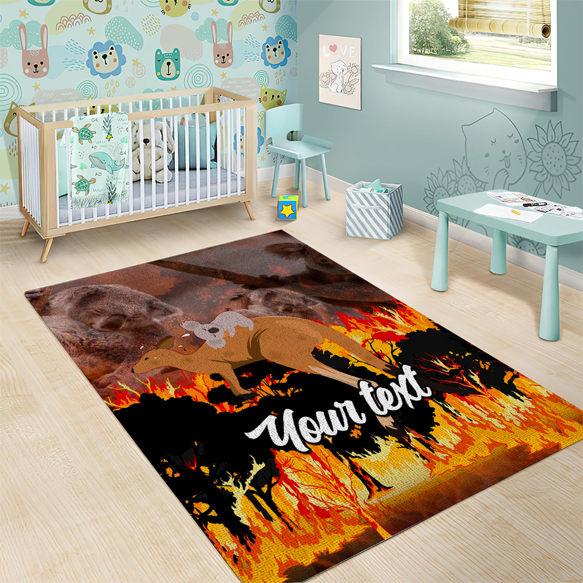 personalised-save-wildlife-australia-area-rug-bushfire-awareness