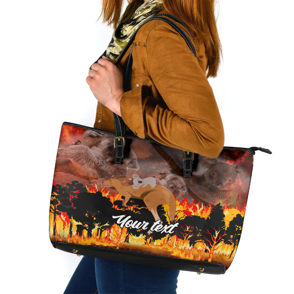 personalised-save-wildlife-australia-leather-tote-bag-bushfire-awareness