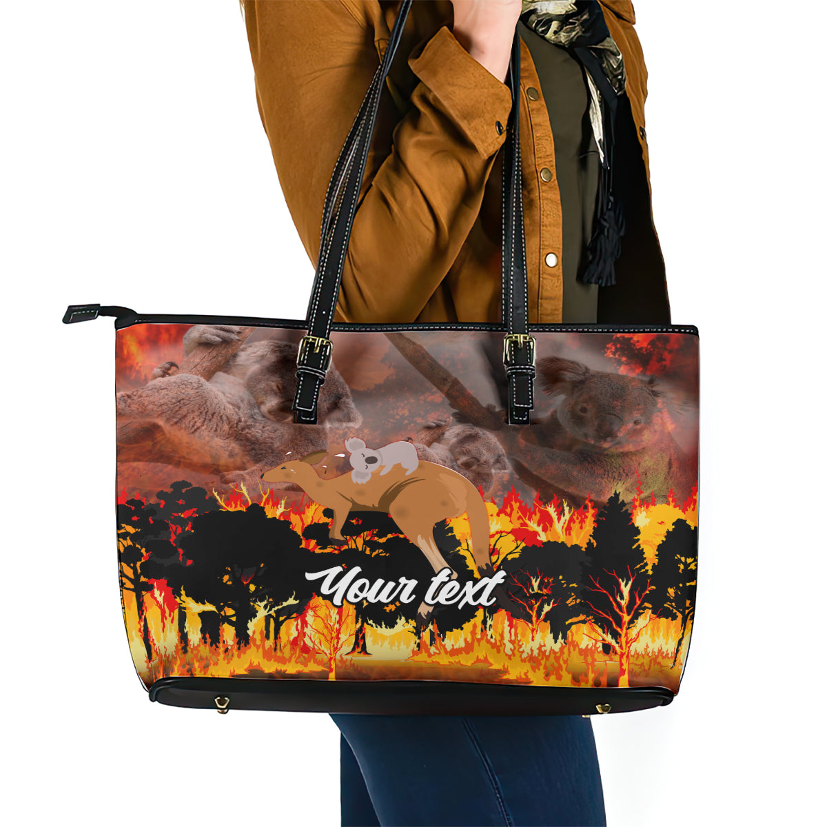 personalised-save-wildlife-australia-leather-tote-bag-bushfire-awareness